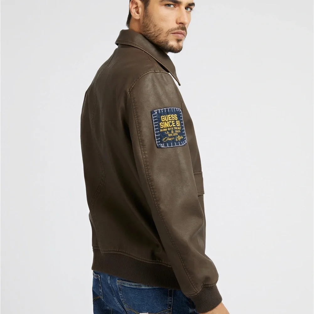 GUESS Men's Dark Brown Bomber Jacket - Picture 13 of 16